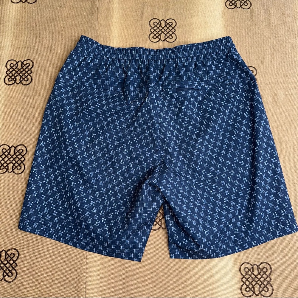 Lululemon Men'S Bowline Short Ikat Check White Tue Navy Size L - Picture 10 of 16